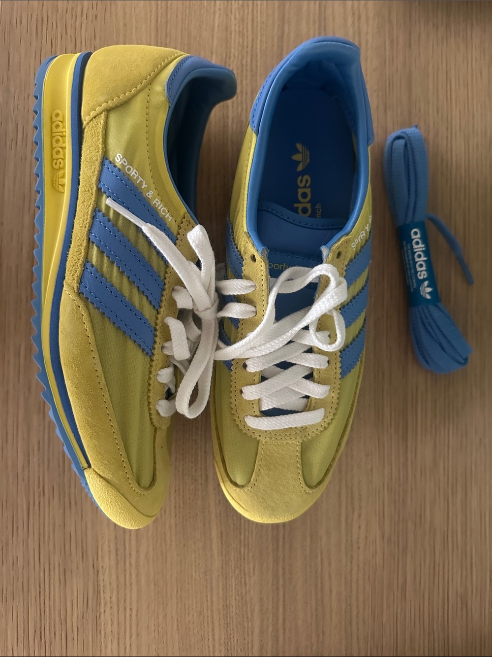 adidas Yellow and Blue Low-Top Sneakers with White Laces